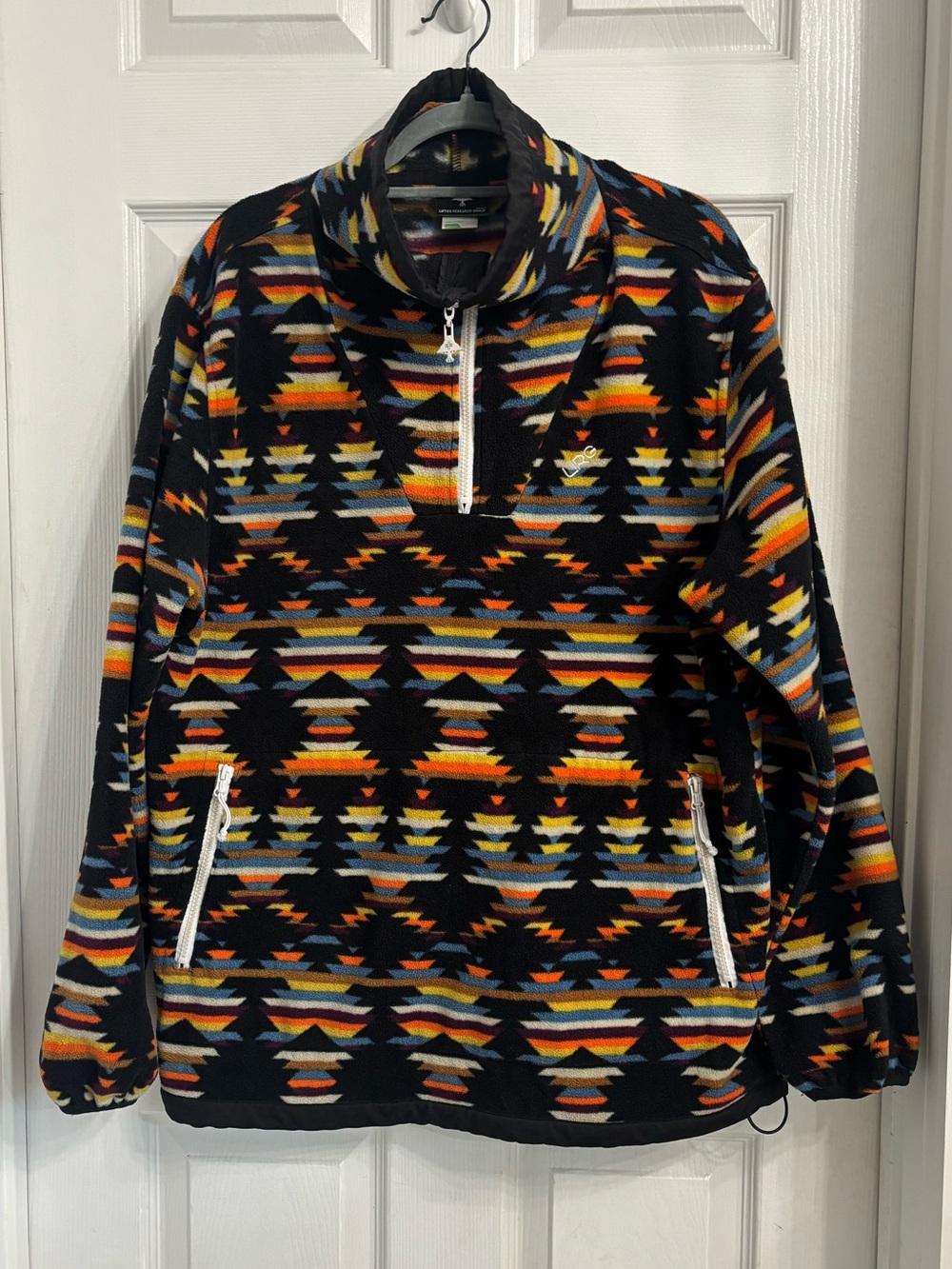 LRG Black Aztec Quarter Zip-Up Men's Pullover Fleece Sweater Large